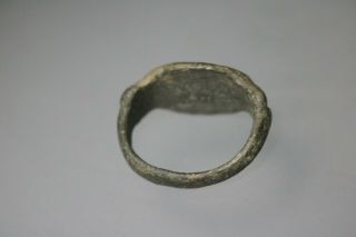Ancient Interesting Roman Bronze Ring Goat 1st - 4th century AD 4