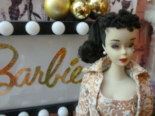 Vintage Barbie ponytail 3 Gorgeous brunette brown eye shadow with styled curls 11