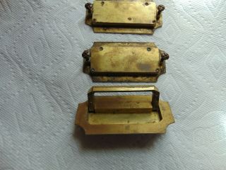 3 Vintage Cast Metal Recessed Drawer Pulls Dresser 4 1/4 