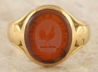 Vintage 18ct Yellow Gold Oval Sardonyx Signet Ring Size N