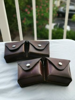 2x Vintage Swiss Army Leather Ammo Bag Military Ammunition Pouch