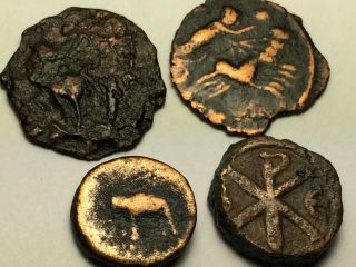 Ancient Auth.  4 Xrare$ Coins; Greek Elph 222 Bc & Chi - Rho 527 Ad & 2 Roman 307ad
