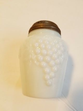 Antique White Milk Glass Grape Pattern Salt Or Pepper Shaker