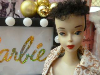 Vintage Barbie ponytail 3 Gorgeous brunette brown eye shadow evening splendor 11