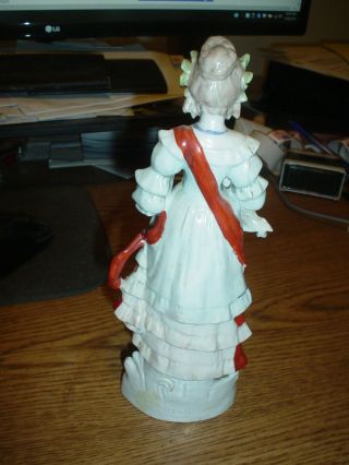 ANTIQUE GERMAN DRESDEN VICTORIAN LADY WITH FLOWERS FIGURINE - 9 