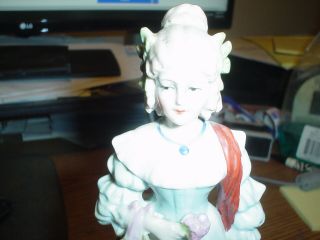 ANTIQUE GERMAN DRESDEN VICTORIAN LADY WITH FLOWERS FIGURINE - 9 