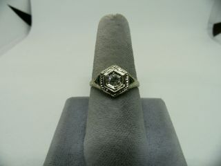 VINTAGE 1930,  s Art Deco Diamond Emerald 18k Gold Engagement Ring.  25CT 2