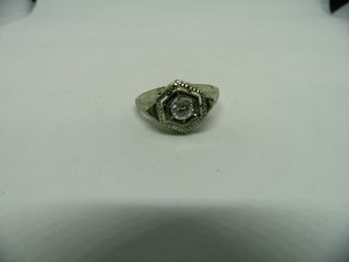 VINTAGE 1930,  s Art Deco Diamond Emerald 18k Gold Engagement Ring.  25CT 5