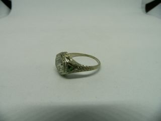 VINTAGE 1930,  s Art Deco Diamond Emerald 18k Gold Engagement Ring.  25CT 6