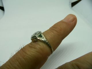 VINTAGE 1930,  s Art Deco Diamond Emerald 18k Gold Engagement Ring.  25CT 8