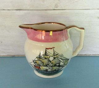 Grays Pottery Nantucket Clipper Ship Creamer With Poem - Copper Luster Trim