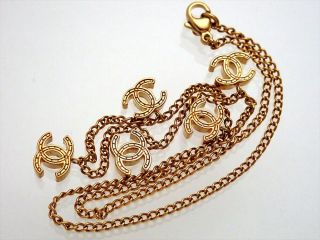 Authentic Vintage Chanel necklace chain five CC logo charms ne2202 4