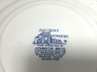 Ancient Towers in Blue by Johnson Brothers Rare Covered butter dish 5