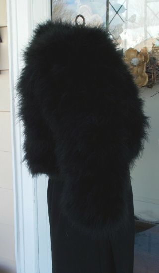 Vintage Mendocino Black Marabou Feather Knitted Jacket W/ Hooks and Eyes S 5