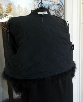 Vintage Mendocino Black Marabou Feather Knitted Jacket W/ Hooks and Eyes S 7