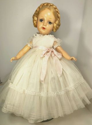 1940s Madame Alexander Vintage Composition Flowergirl Karen Doll 14 " Gown Shoes,