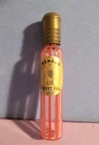 Art Deco French Renard Mini Perfume Bottle Vtg Ribbon Glass Advertising Label
