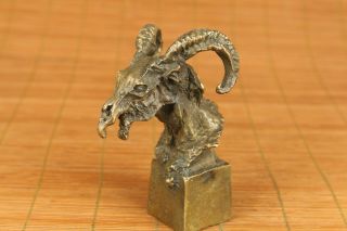 Unique Chinese Old Bronze Hand Carved Skull Sheep Statue Seals Collectable Deco