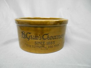 Vintage Legeue’s Creamery Stoneware Advertising Butter Crock
