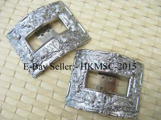 British Military Highland Pipers Brogues Buckles / Thistle Design Buckles Pair 4