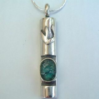 Mezuzah Pendant In Ancient Roman Glass And Sterling Silver Michal Kirat Israel