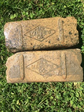 2 Rare Antique Brick Salvaged Pavers Labeled “mack Manufacturing Company” Blocks