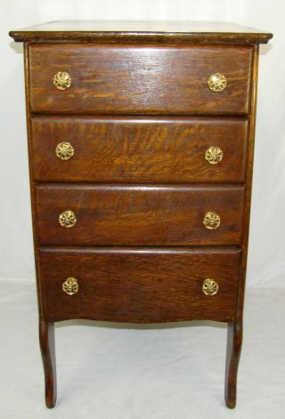 Antique Oak 4 Drawer Edison Columbia Phonograph Cylinder Record Cabinet
