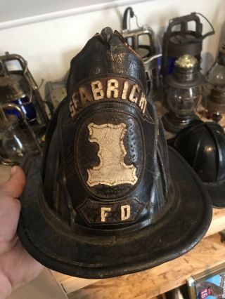 Antique Cairns & Brother Sea Bright Nj Fire Department Leather Fire Helmet