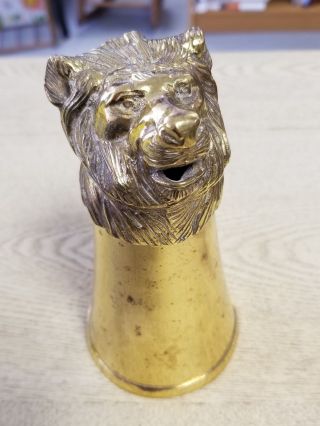 Antique 5.  5 " Brass Lion Cup Goblet Feastware Bottle Opener Vintage Vtg Mcm