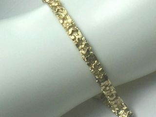 Designer Heavy 14k Solid Yellow Gold Nugget Link Bracelet.  7 ".  9.  1gm.  Patent.