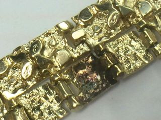 DESIGNER heavy 14K solid yellow gold NUGGET LINK bracelet.  7 