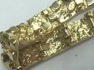 DESIGNER heavy 14K solid yellow gold NUGGET LINK bracelet.  7 