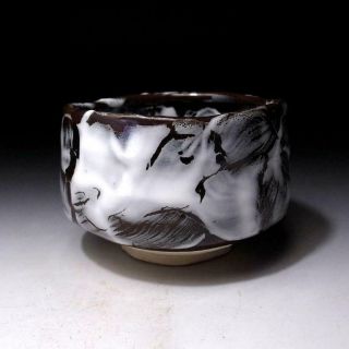 ZD4 Japanese pottery tea bowl,  Seto ware by Famous Eichi Kato,  Snow white glaze 7