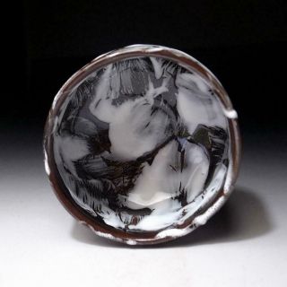 ZD4 Japanese pottery tea bowl,  Seto ware by Famous Eichi Kato,  Snow white glaze 8