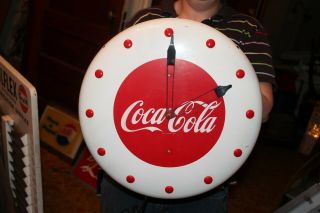 Vintage 1948 Coca Cola Soda Pop Gas Station 16 " Curved Metal Clock Sign