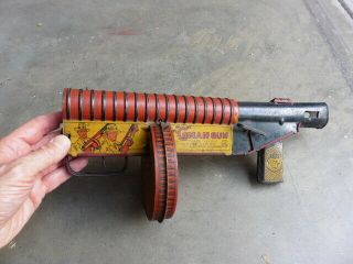 1930s Marx G Man Tin Litho Wind Up Tommy Gun W Drum Missing Stock As Found Parts
