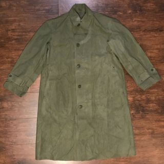 Wwii 1945 Dated Synthetic Rubber Od Dismounted Rain Coat,  Size Small