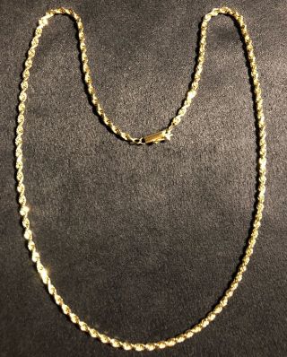 14k Solid Gold Vintage Rope Chain Necklace 19.  5 Inch Long Length 12 Grams