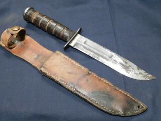 Wwii Us Marine Corps Fighting Knife " Kabar " Bowie Camillus Guard Mrk Usmc