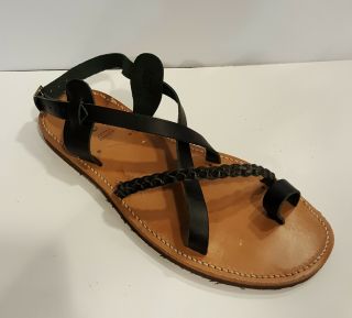 Handmade Leather Sandals Greek Production Classic Design Ancient Style Black