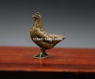 3 Cm Chinese Zodiac Animal Pure Bronze Wealth Fengshui Hen Chicken Chook Statue