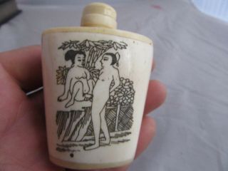 Chinese Master Hand - Painted Characters The Story Cattle Bone Snuff Bottle E08