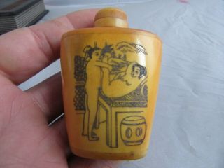 Chinese Master Hand - Painted Characters The Story Cattle Bone Snuff Bottle E05