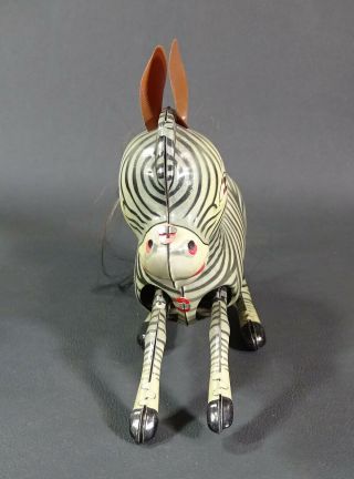 1970s Vintage China Chinese MS 505 Jumping Zebra Wind Up Tin Toy w/Key 3