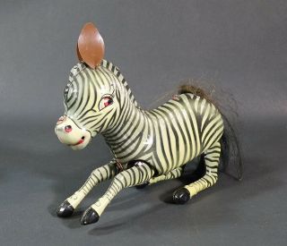 1970s Vintage China Chinese MS 505 Jumping Zebra Wind Up Tin Toy w/Key 4