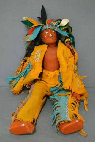 Very Interesting Rare 1920’s Lenci Indian Chief Native American Doll Cloth Rag