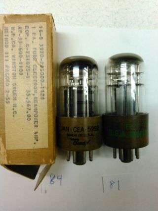 Matched Pair (2) Vintage Bendix 5992 6v6gt Vacuum Tubes Made In Usa 1950 