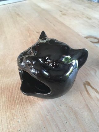 Black Panther Rare Cat Gift Ceramic Ashtray Incense VTG Mid Century 50s 60s 2