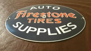 Vintage Firestone Tires Porcelain Auto Gas Service Station Dealership Sign