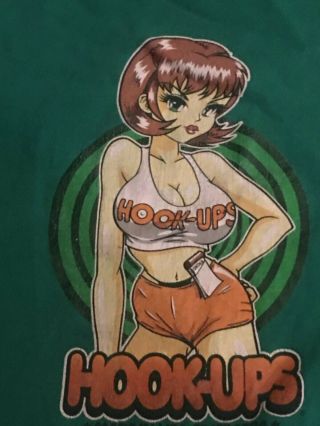 Authentic Vintage Hookups Skateboards T Shirt Hooters girl Rare XL 2